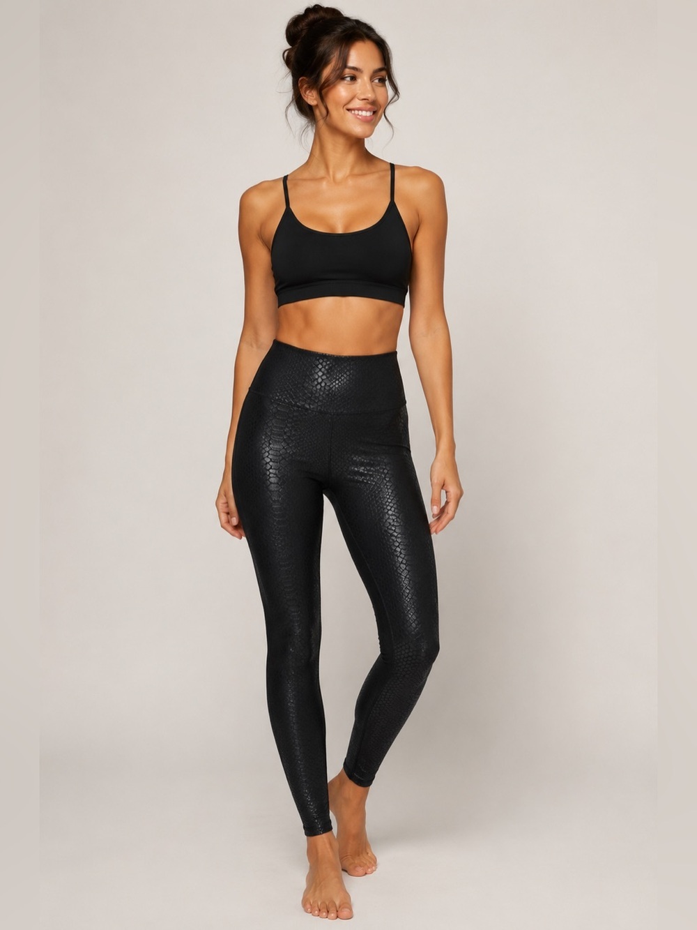 NWT Cherish Size Small High-Waist Snake-Skin Black Women's Leggings